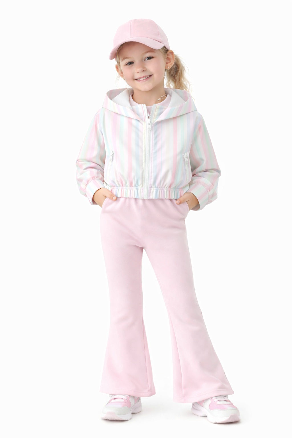 PREORDER - Maeli pastels striped windbreaker cropped sports jacket (end of March delivery)