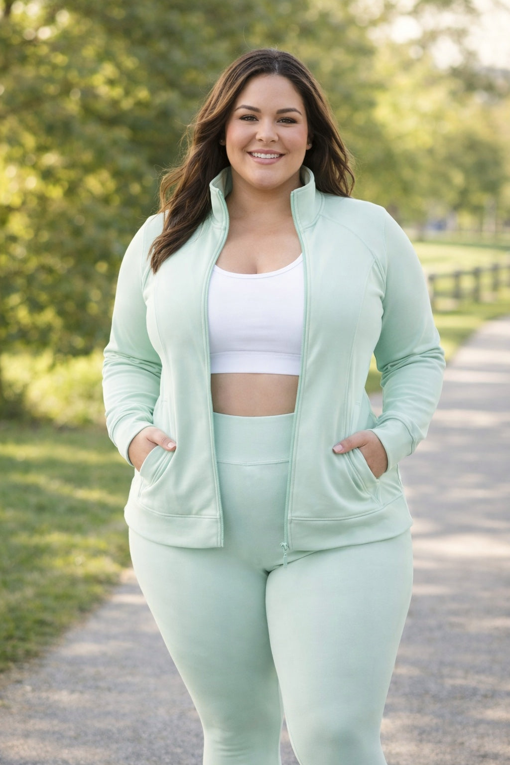 PREORDER - Maeli mint zip up 3pc leggings set mama & mini matching (end of March delivery)