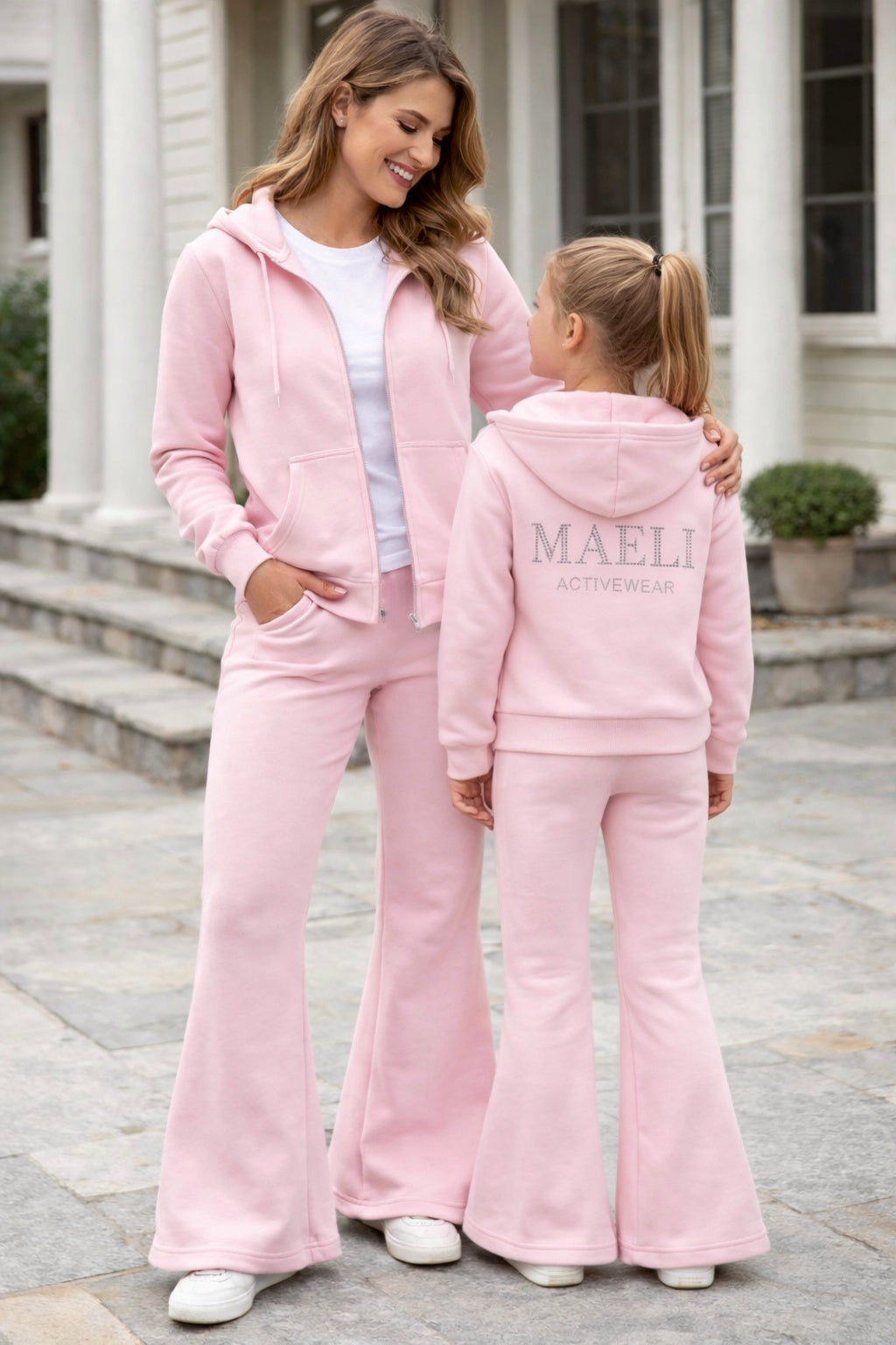 PREORDER - Maeli pink zip up diamanté tracksuit mama & mini matching (end of March delivery)
