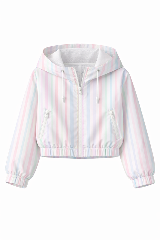 PREORDER - Maeli pastels striped windbreaker cropped sports jacket (end of March delivery)