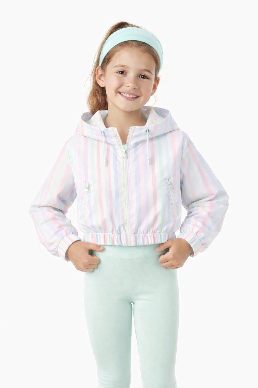 PREORDER - Maeli pastels striped windbreaker cropped sports jacket (end of March delivery)